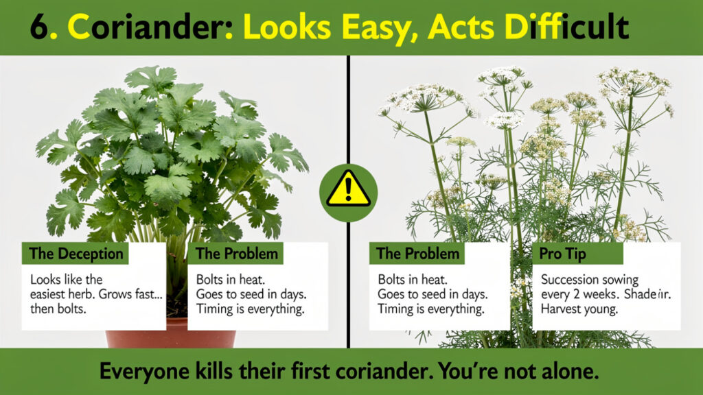 6. Coriander: Looks Easy, Acts Difficult