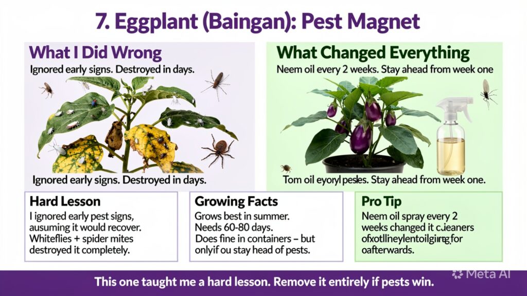 7. Eggplant (Baingan): Pest Magnet