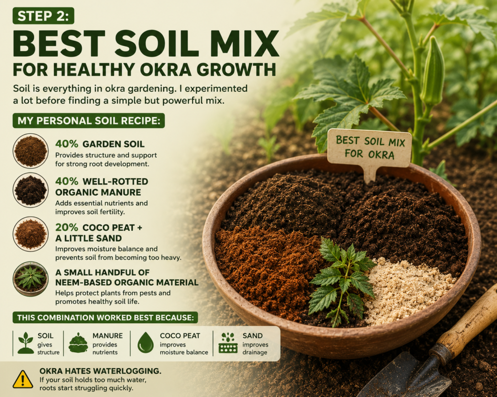 Step 2: Best Soil Mix for Healthy Okra Growth