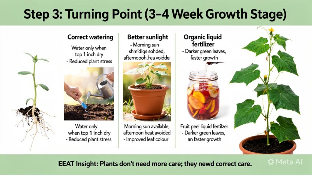 Step 3: Turning Point (3–4 Week Growth Stage)