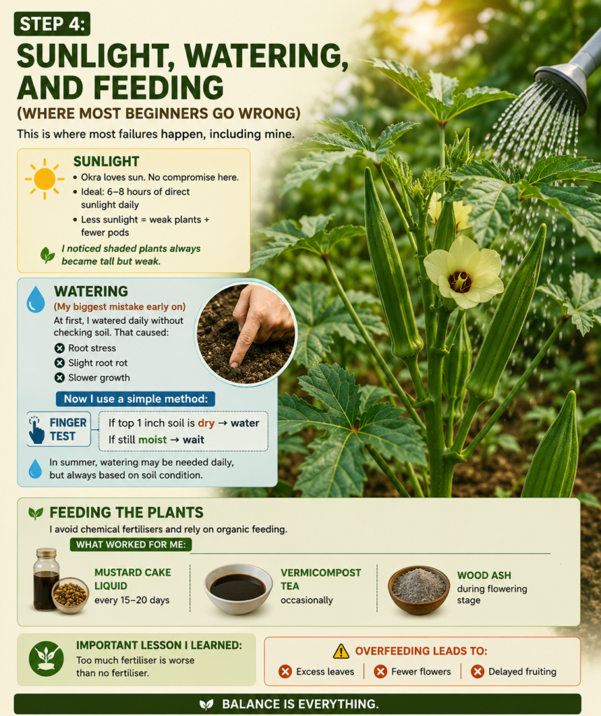Step 4: Sunlight, Watering, and Feeding (Where Most Beginners Go Wrong)