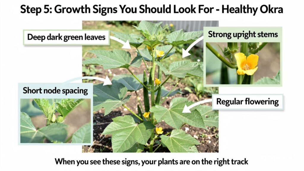 Step 5: Growth Signs You Should Look for Healthy Okra