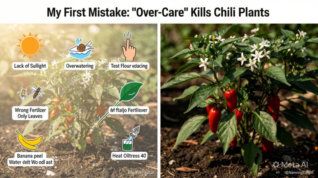 My First Mistake Over Care kills chilli Plants